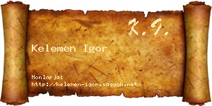 Kelemen Igor névjegykártya